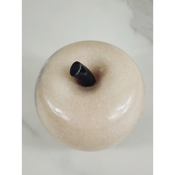 Paperweight Marble Stone Carved Apple Polish 3 1/2" Crowning Touch 80s Vintage - Picture 8 of 14